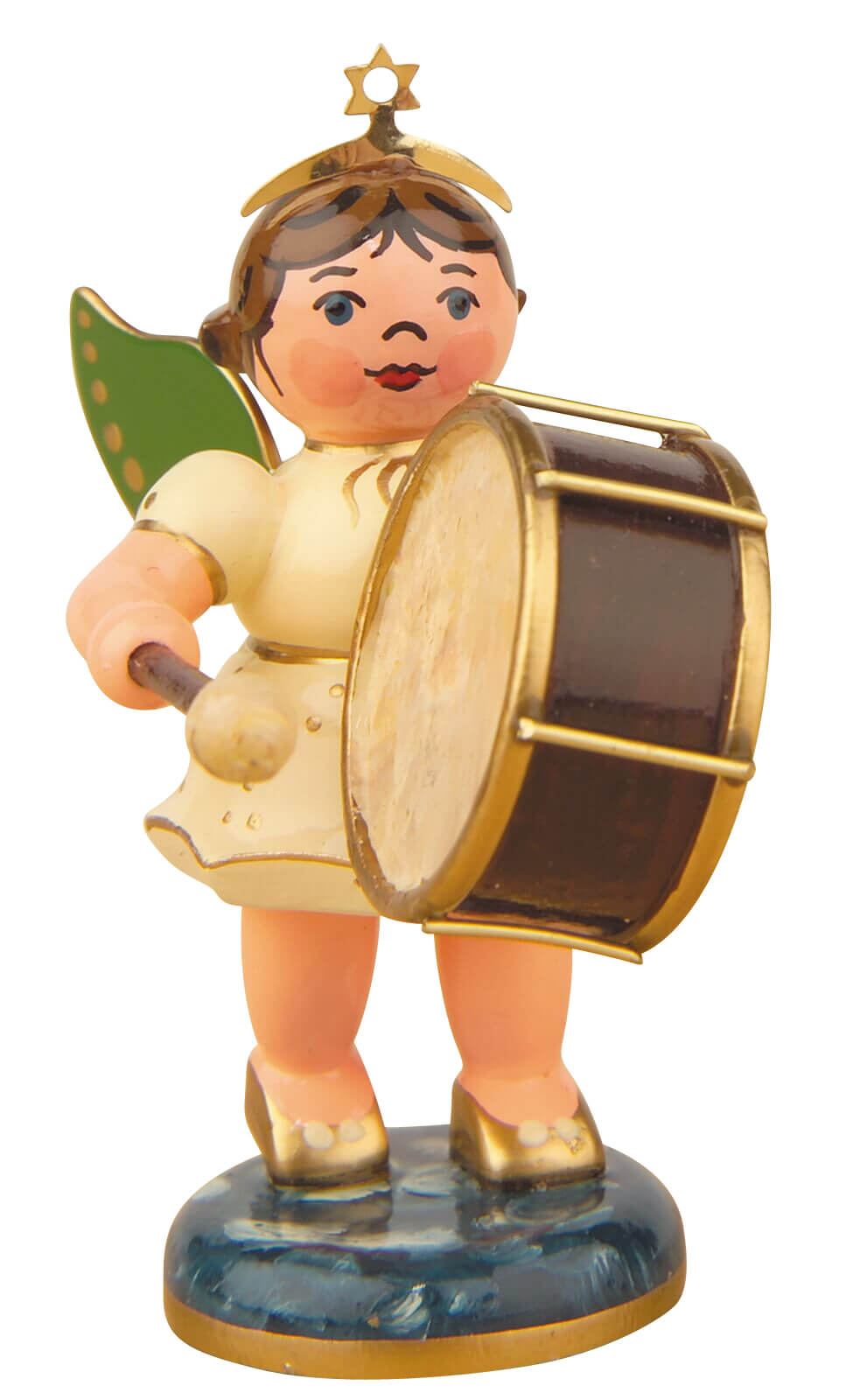 Miniature Christmas angel with timpani by Hubrig Volkskunst