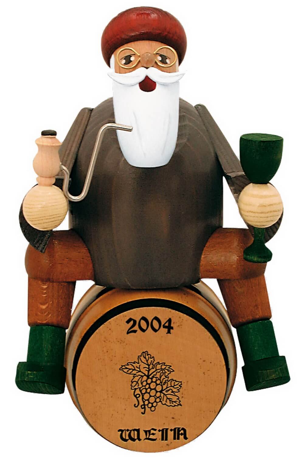 Smoking man wine merchant with barrel, 18 cm, colored by KWO