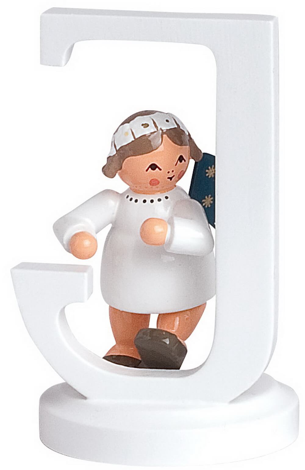 Miniature Christmas angel with the letter J, 7 cm from KWO