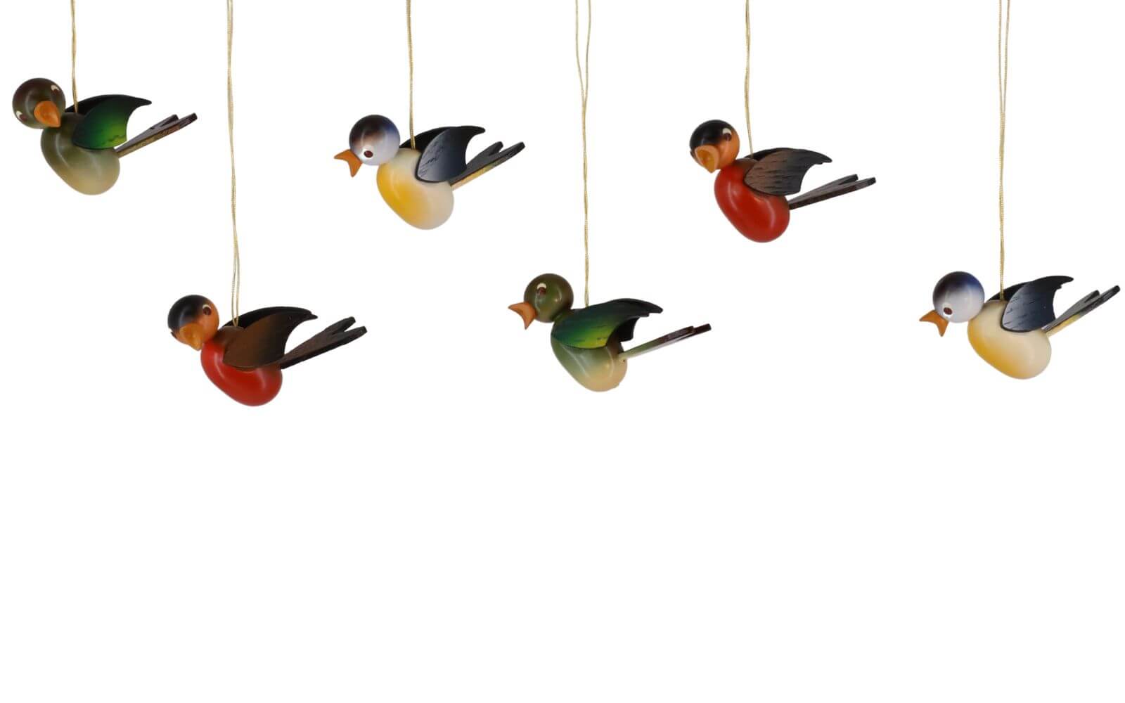 Birds to hang, coloured, 6 pieces by SEIFFEN.COM
