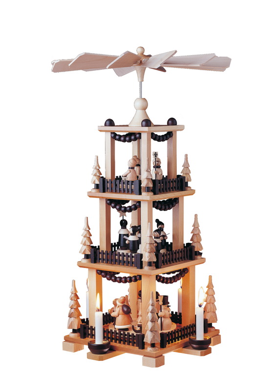 Weihnachtspyramide & Pyramide Weihnachtszeit, 3 - stöckig, 60 cm, Spielwarenmacher Günther Seiffen/ Erzgebirge