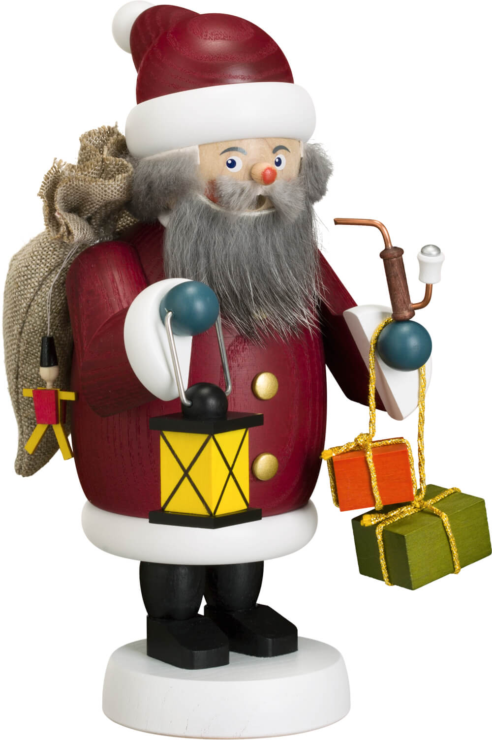 Smoking man Santa Claus, 19 cm, colored by Seiffener Volkskunst eG