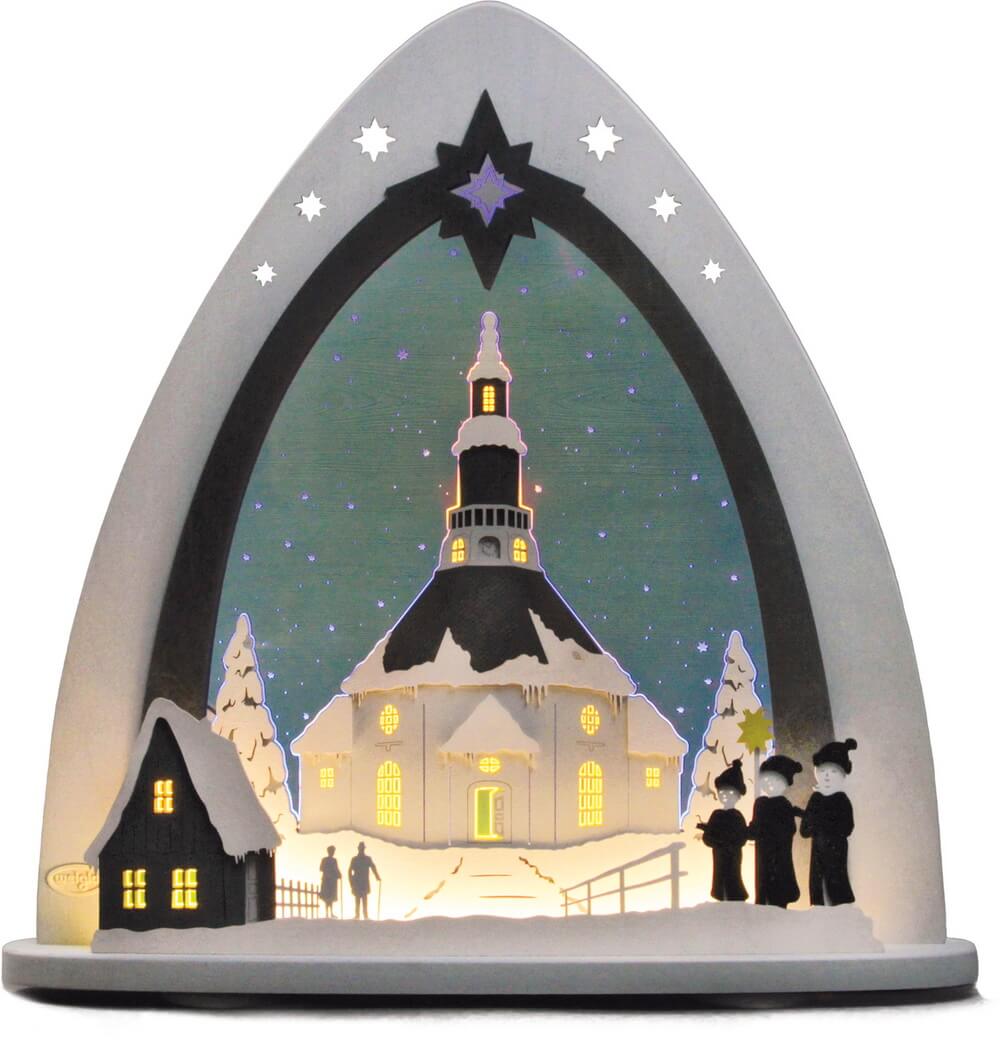 LED candle arch, Light top Seiffen church by Weigla