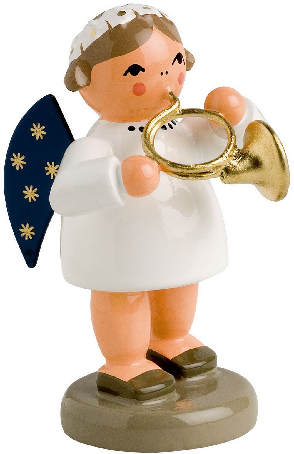 Miniature Christmas angel with French horn, 5 cm by KWO