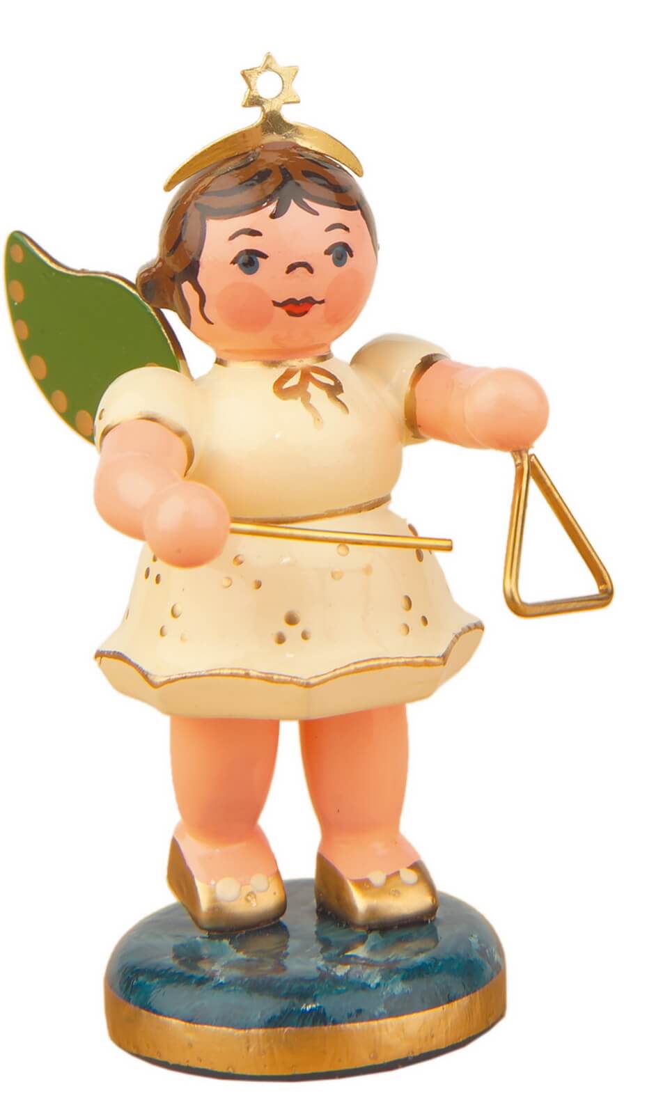 Miniature Christmas angel with triangle by Hubrig Volkskunst