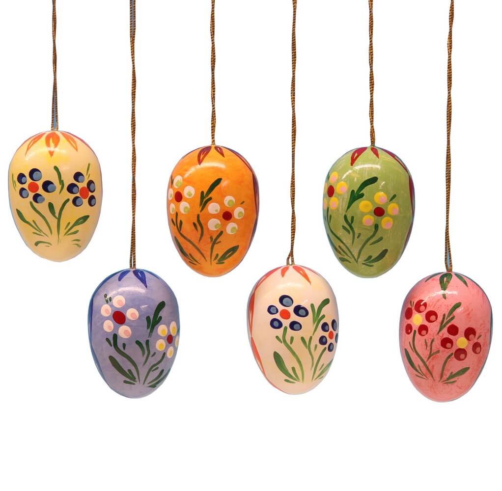 Ostereier mit getupften Blumen, 6 Stück, 3,5 cm von Figurenland Uhlig GmbH