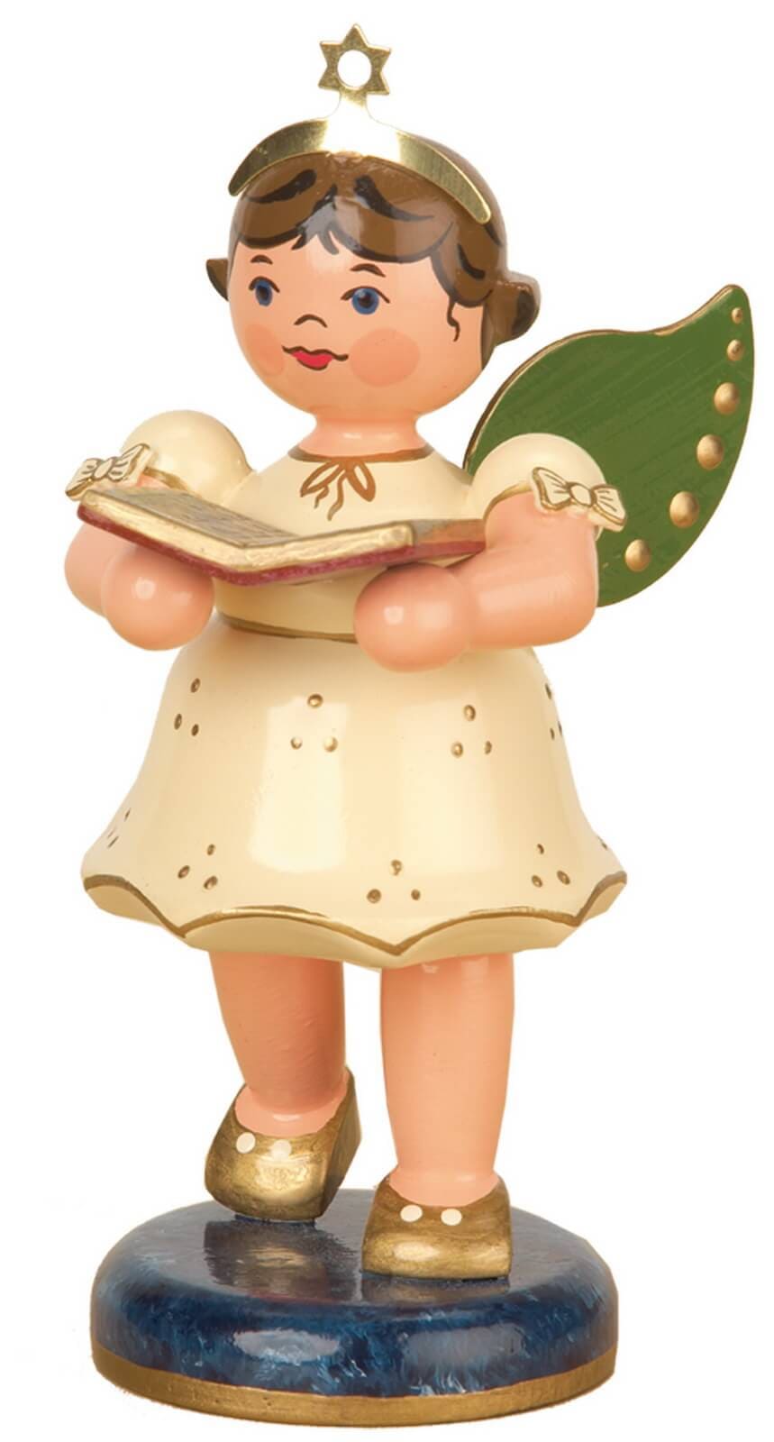 Christmas angel with songbook, 10 cm by Hubrig Volkskunst