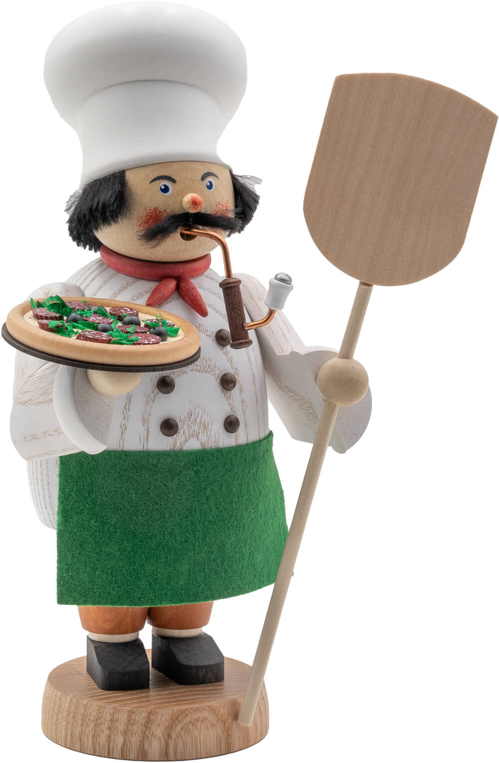 Smoking man pizza baker, 22 cm by Seiffener Volkskunst eG