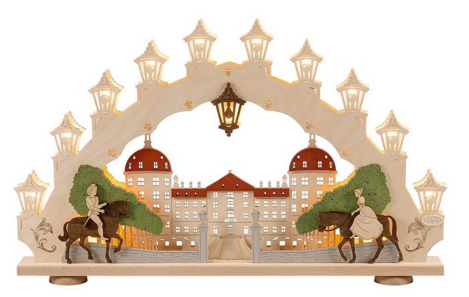 Schwibbogen Moritzburg elektrisch beleuchtet von Weigla
