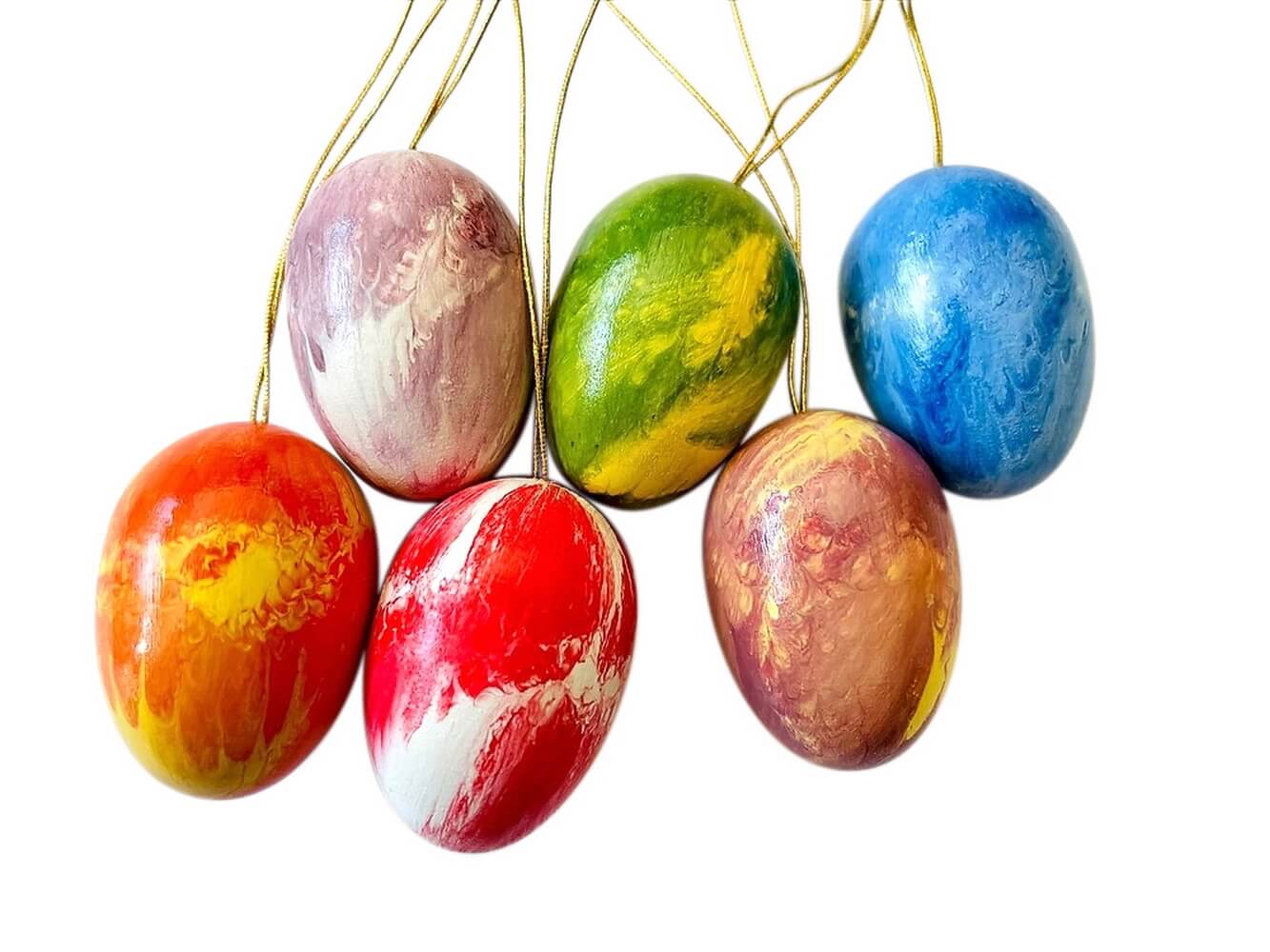 Easter eggs to hang, marbled 6 pieces by Gunter Flath_image1