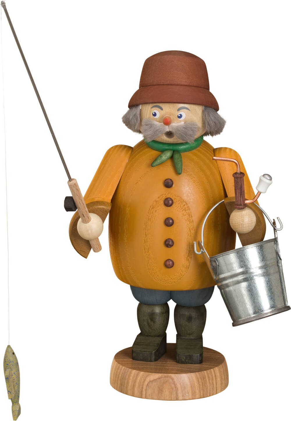 Smoking man fisherman, 22 cm by Seiffener Volkskunst eG