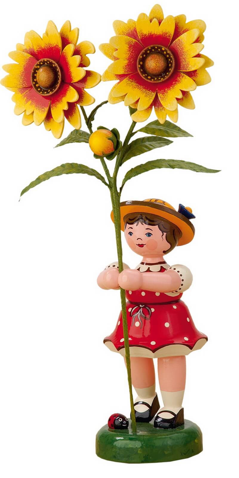 Flower child girl with cockade flower, 24 cm by Hubrig Volkskunst