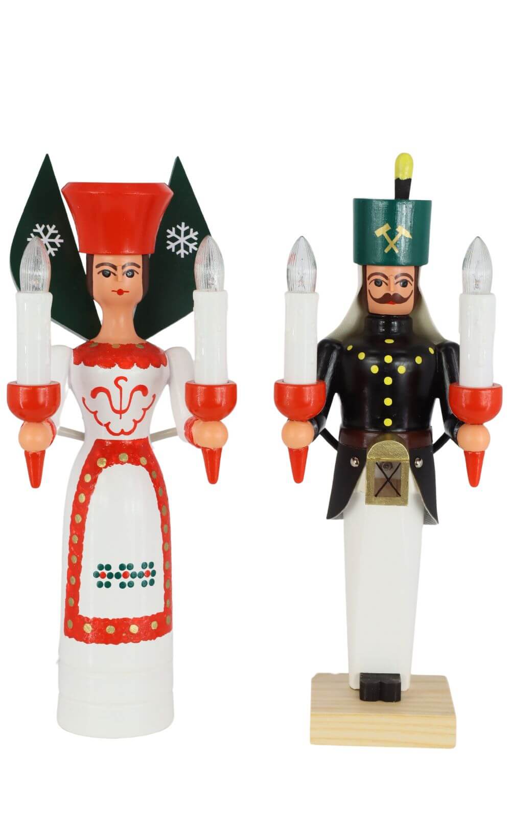 Engel und Bergmann aus Holz, 26 cm, bunt, elektrisch beleuchtet von SEIFFEN.COM_2