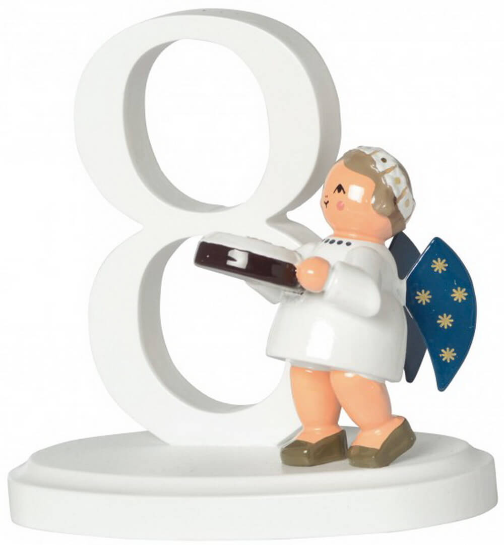Miniature Christmas angel with number 8, 7 cm by KWO