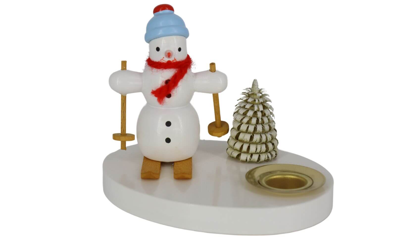 Candle holder snowman with snowshoes, colored, 8 cm by Ralf Zenker