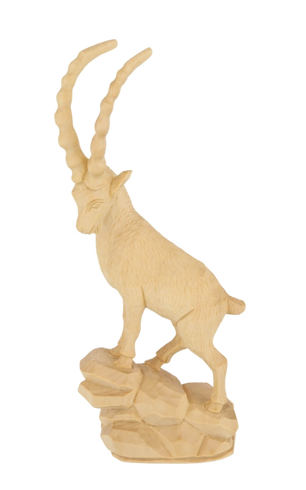 Carved Capricorn, natural finish, 25 cm / 9,4 inches, by Schnitzkunst from the Ore Mountains