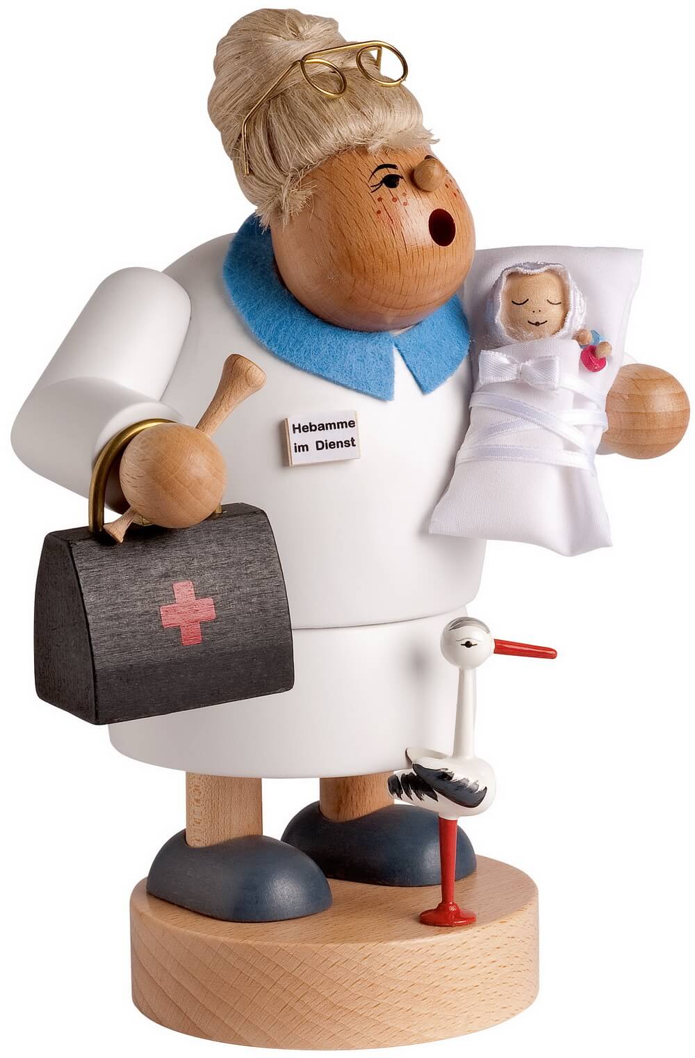 Smoking man midwife, 20 cm, colored by KWO
