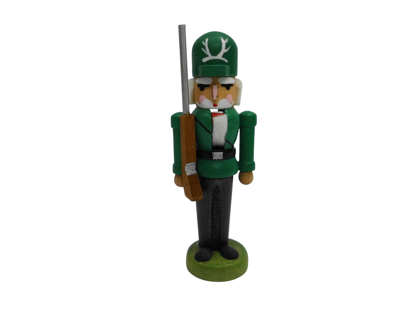 Miniatur Nussknacker Förster, grün, 8 cm von SEIFFEN.COM