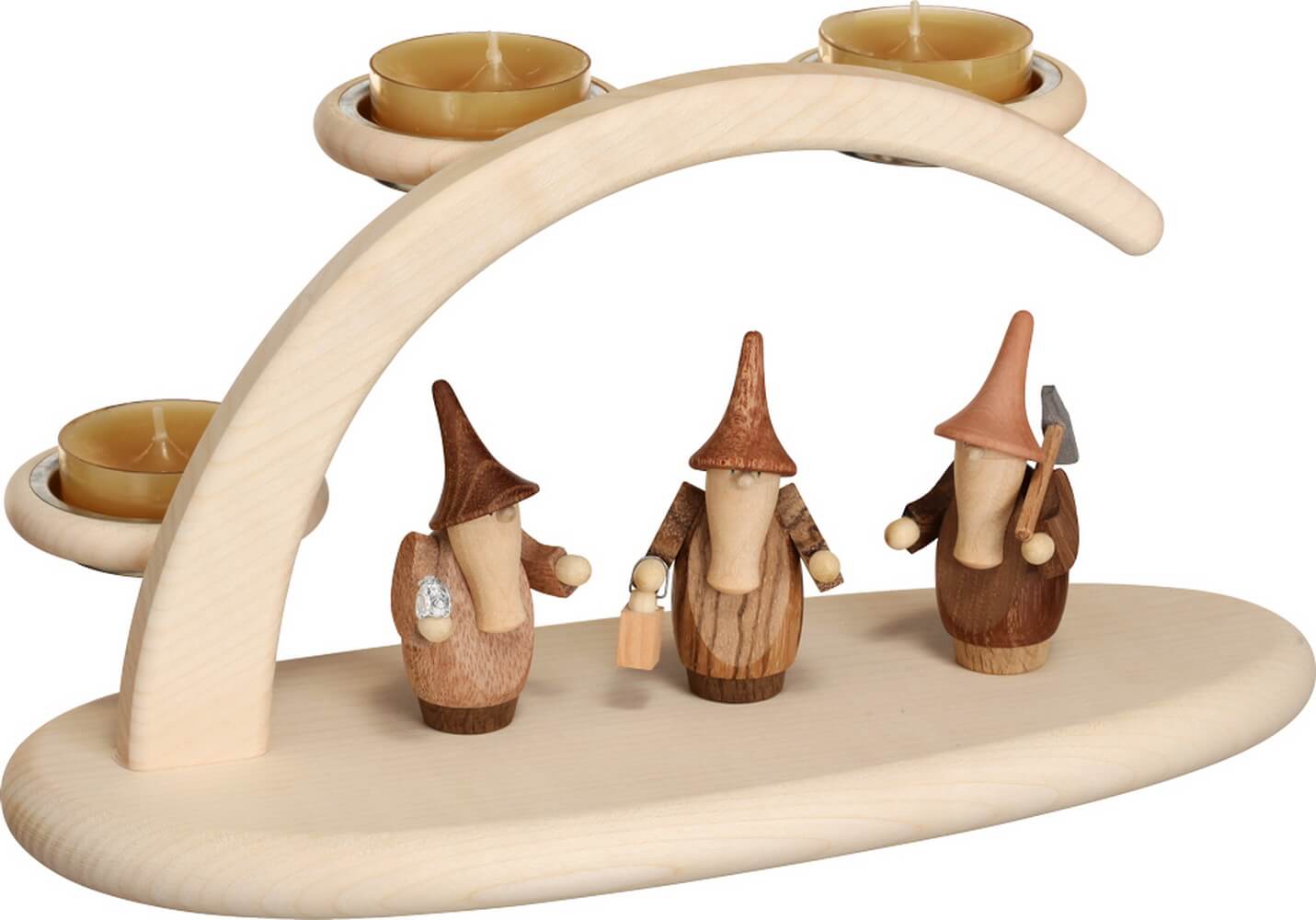 Candle holder for tea lights with gnomes by Seiffener Volkskunst eG