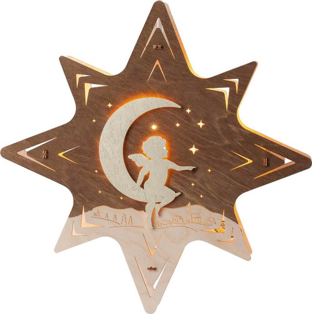 Illuminated window picture angel on moon by Weigla