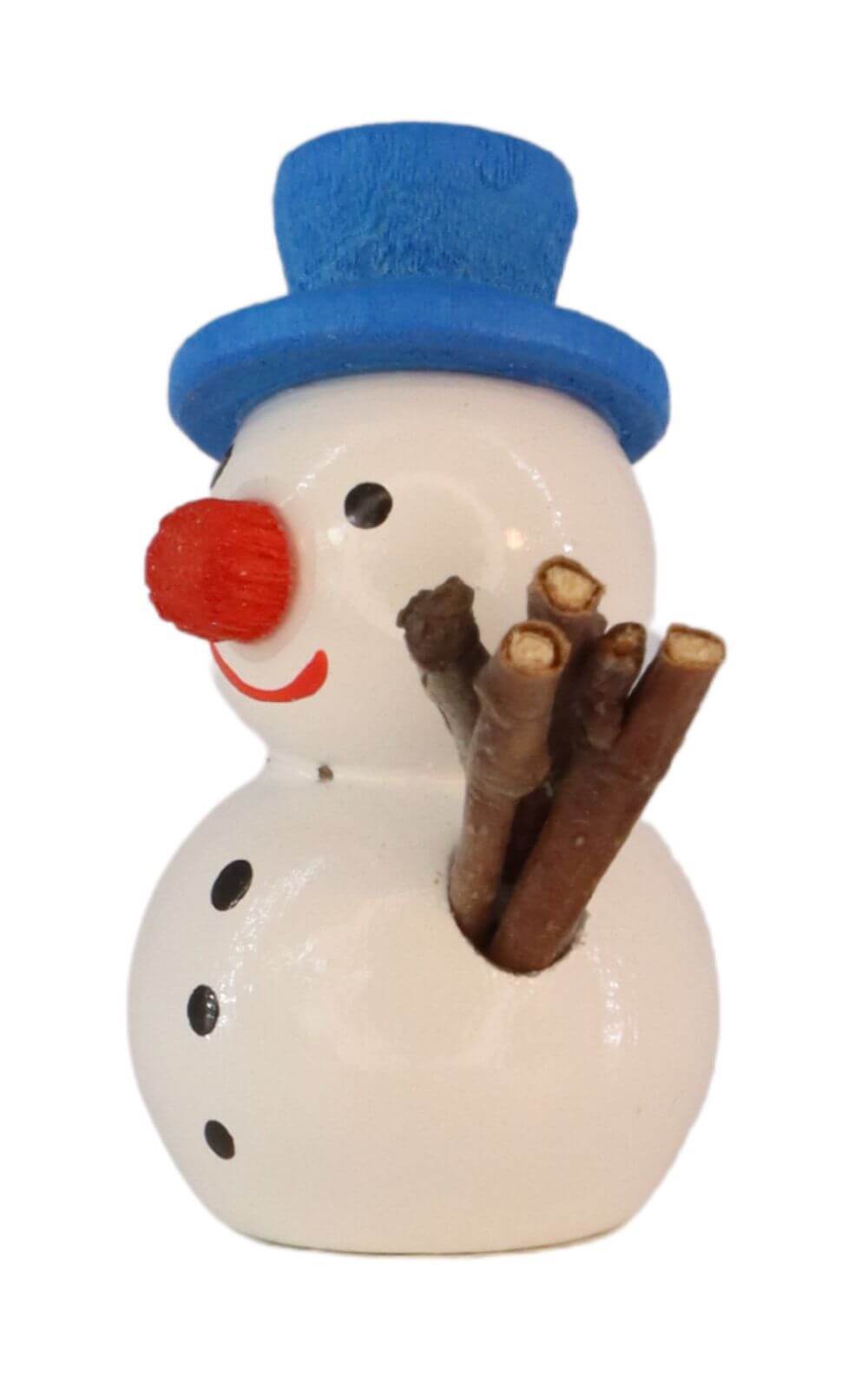 Miniature snowman with blue hat, 3 cm by SEIFFEN.COM_2