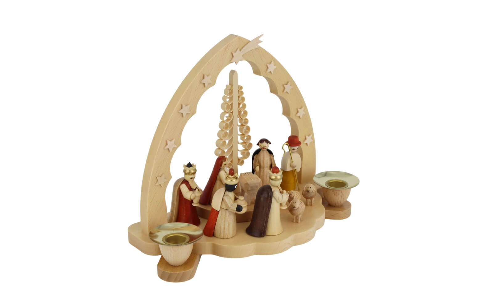 Kerzenhalter mit Heilige Familie, 20 cm, natur von Richard Glässer_3