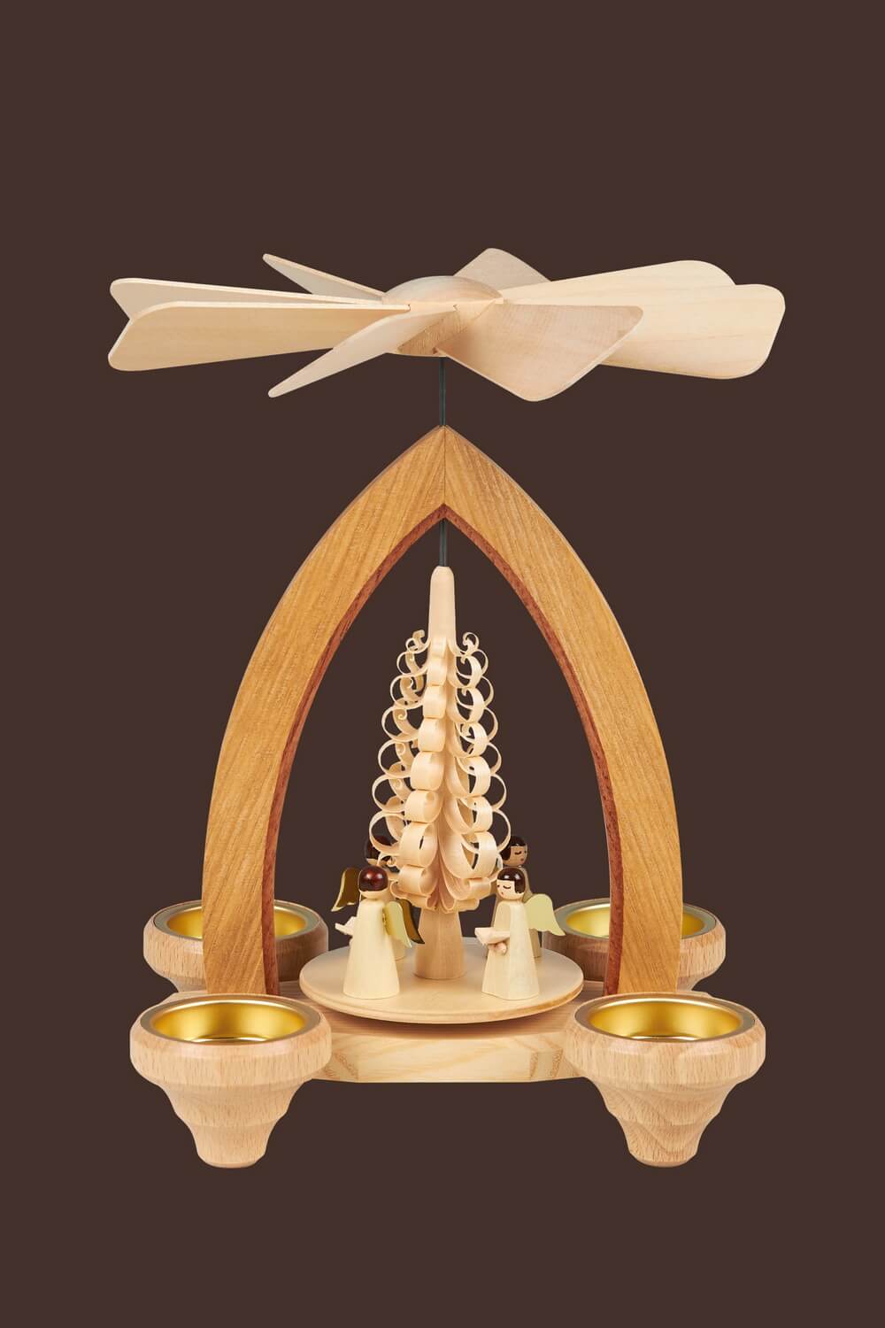 Weihnachtspyramide mit Engel, 26 cm für Teelichter von Heinz Lorenz_Bild2