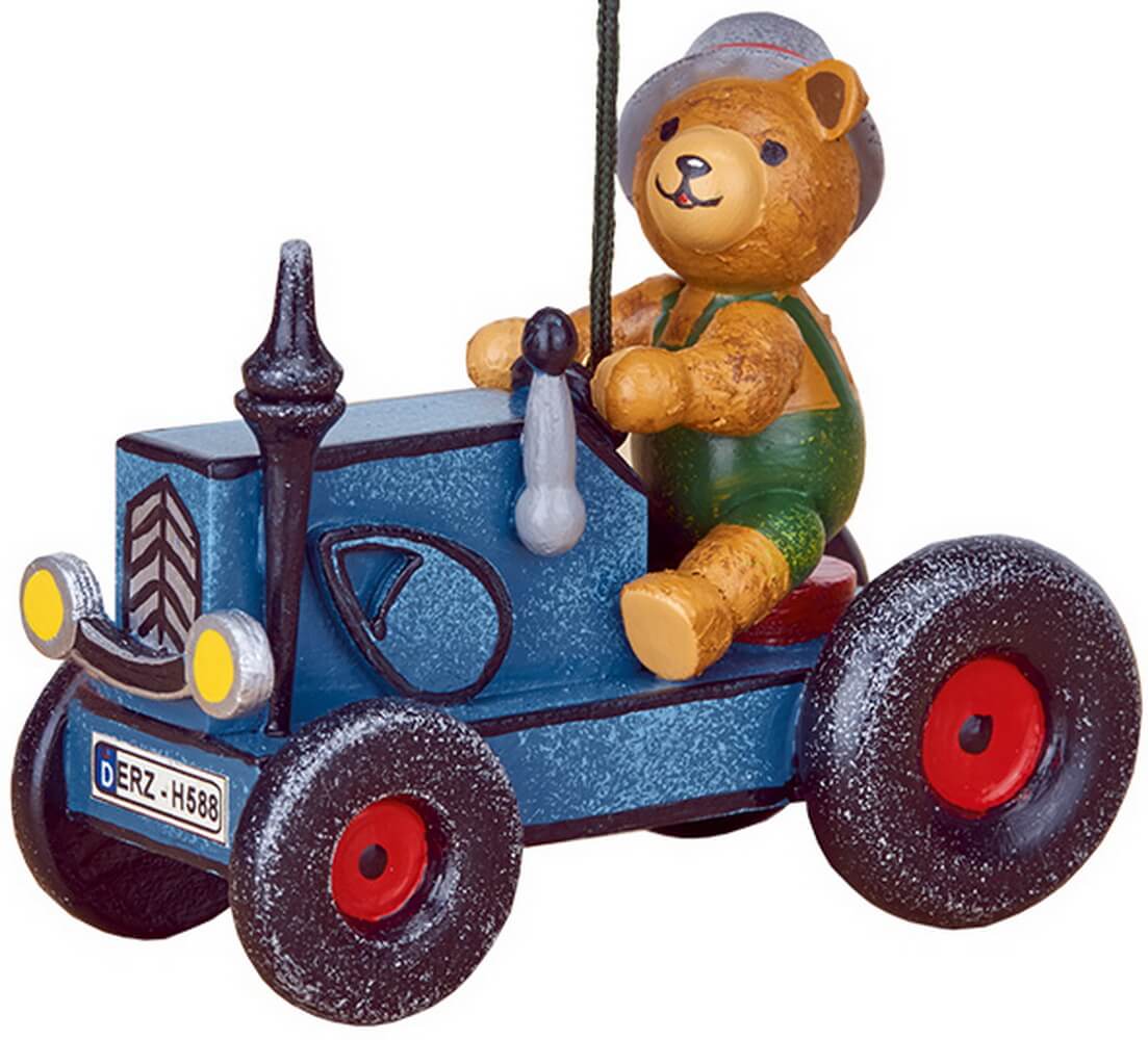 Christmas tree decoration tractor with teddy bear by Hubrig Volkskunst