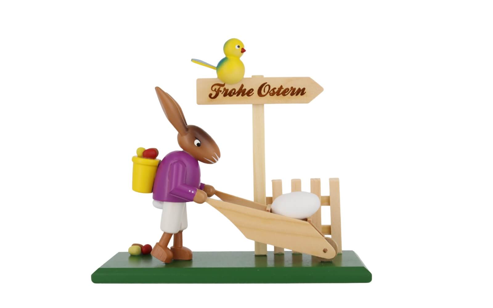 Osterhase mit Schubkarre, 12 cm, farbig von SEIFFEN.COM_2