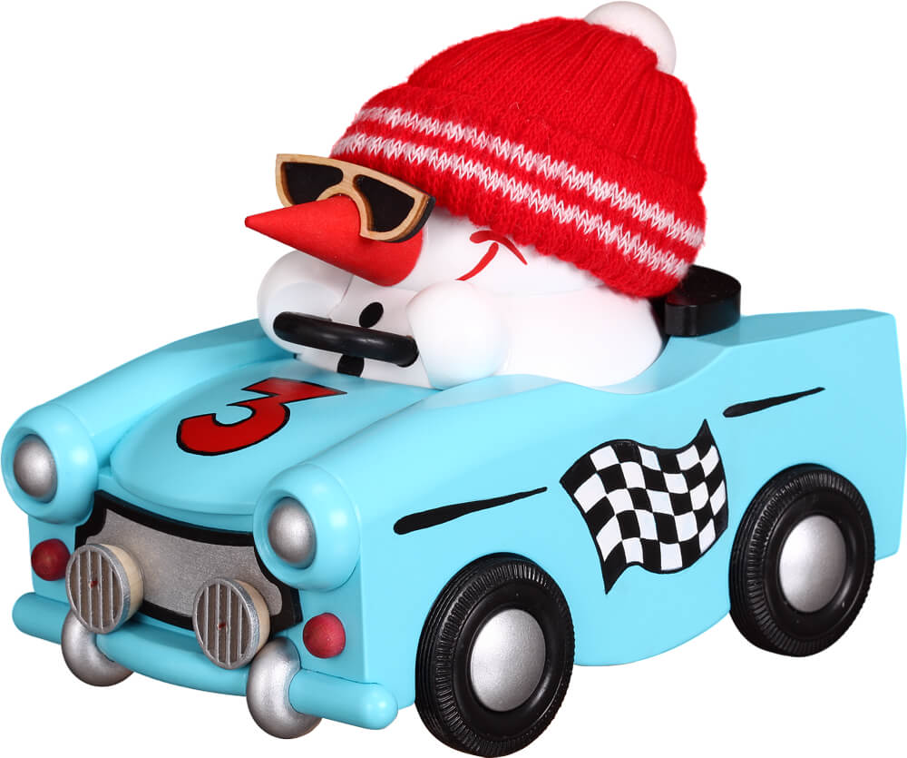 Smoking man Cool-Man in a Trabi, 10 cm, colored by Seiffener Volkskunst eG