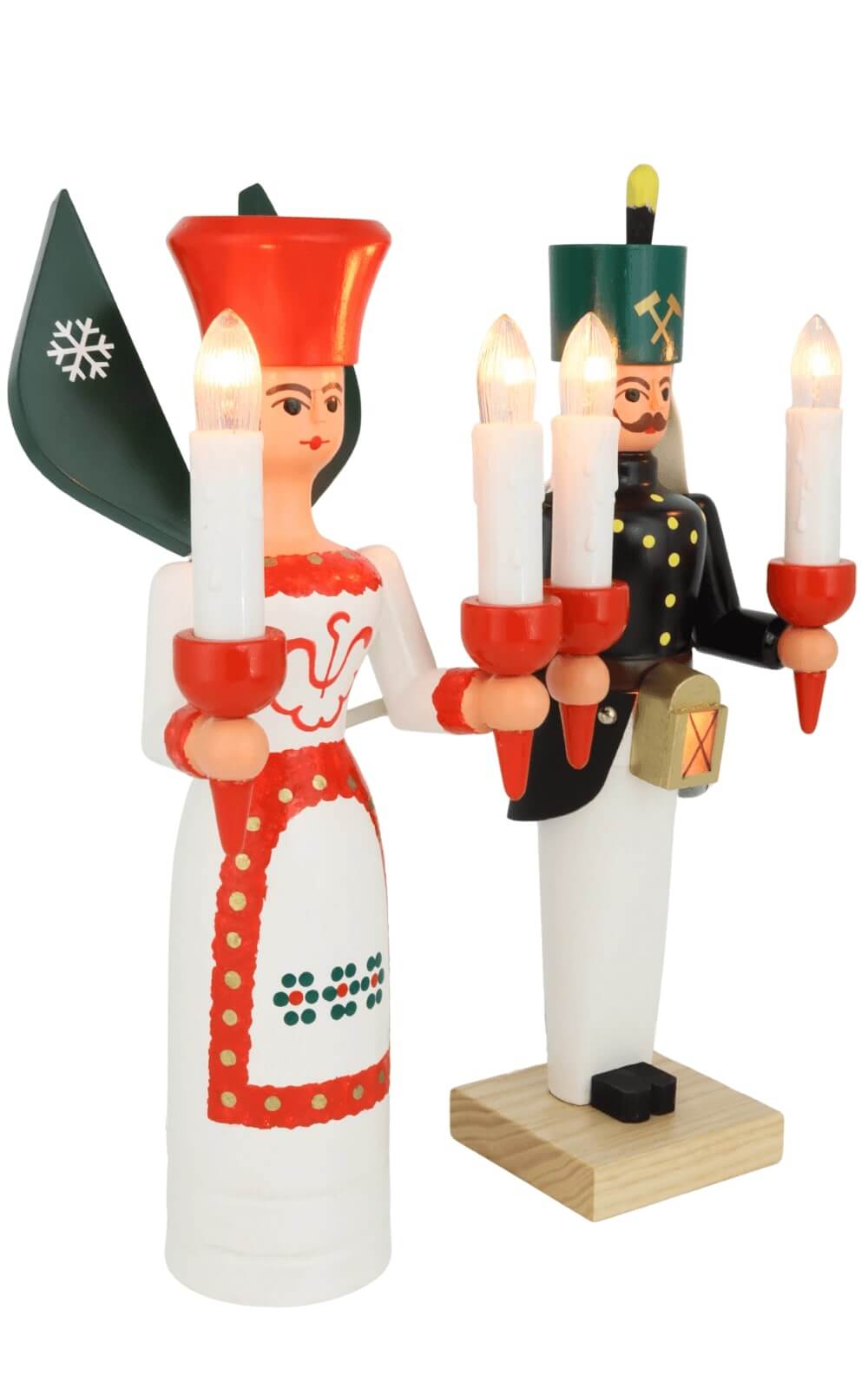 Engel und Bergmann aus Holz, 26 cm, bunt, elektrisch beleuchtet von SEIFFEN.COM_2