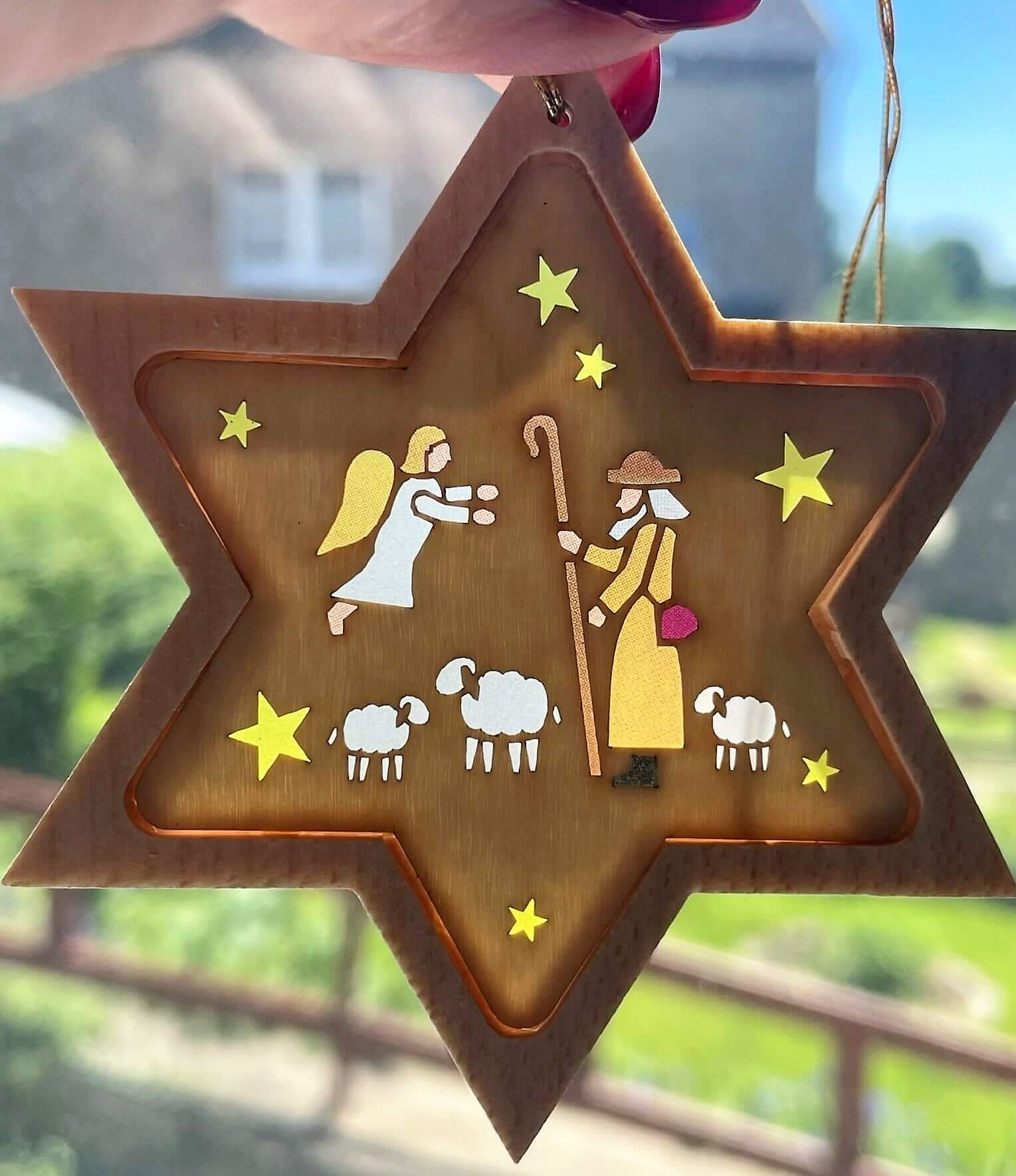 Christbaumschmuck Stern mit Diaphanbild Hirte von Richard Glässer_Bild2