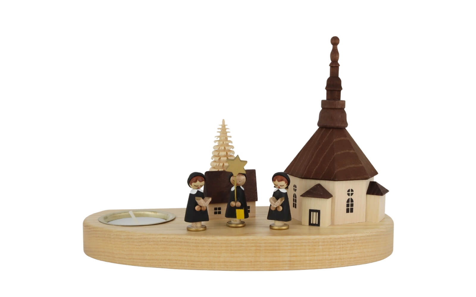 Christmas candle holder Seiffen church with choir, 16 cm / 6,3 inch by Richard Glässer_4