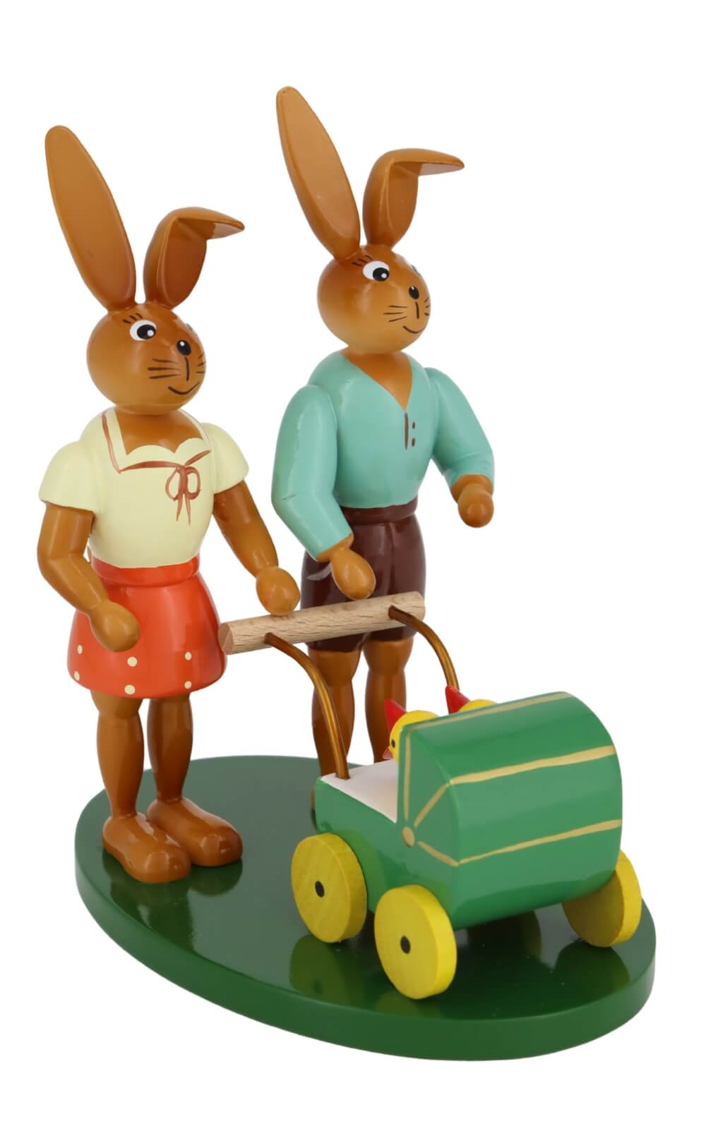 Easter bunny couple with carriage, 12 cm by Holzkunst Gahlenz_2