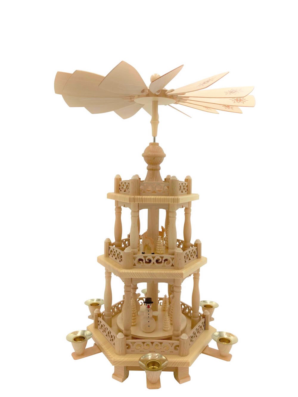 Weihnachtspyramide mit Schneemännern und Rehen, 2 - stöckig, 47 cm von Richard Glässer_Bild1