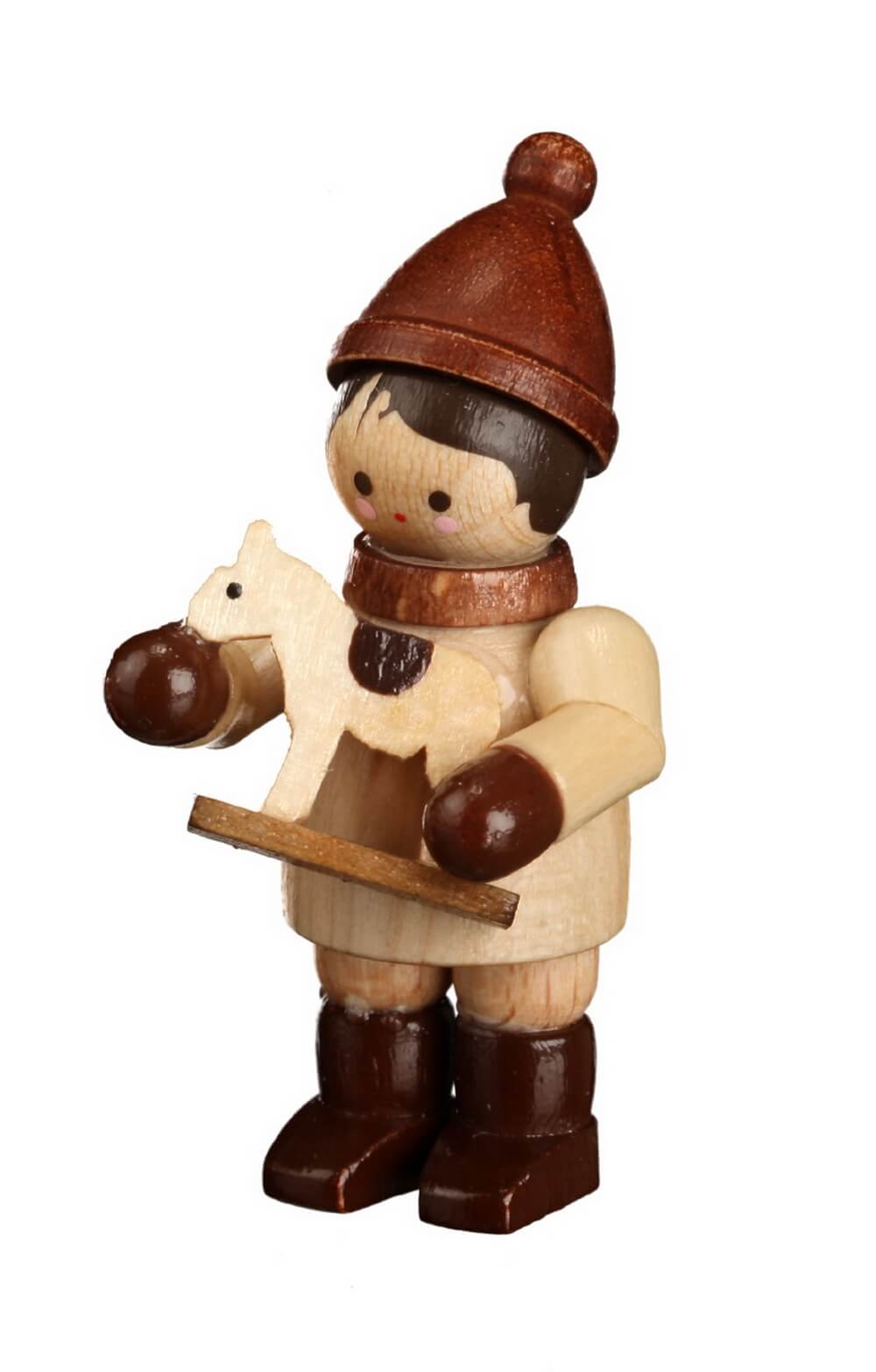 Miniature winter child with horse, nature by Romy Thiel