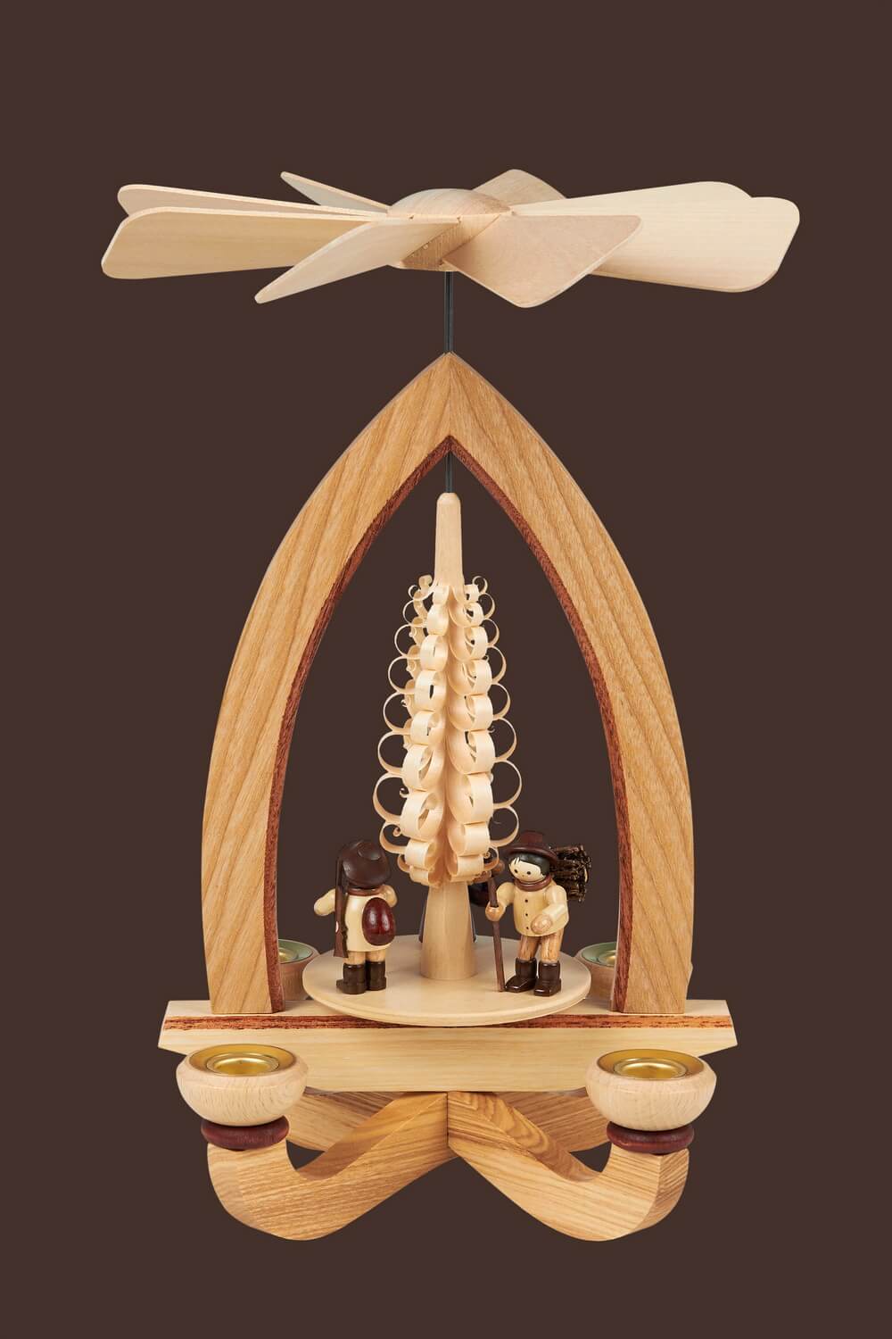 Weihnachtspyramide mit Waldleuten (4,5 cm), natur, 28 cm, Heinz Lorenz Olbernhau/ Erzgebirge_Bild2