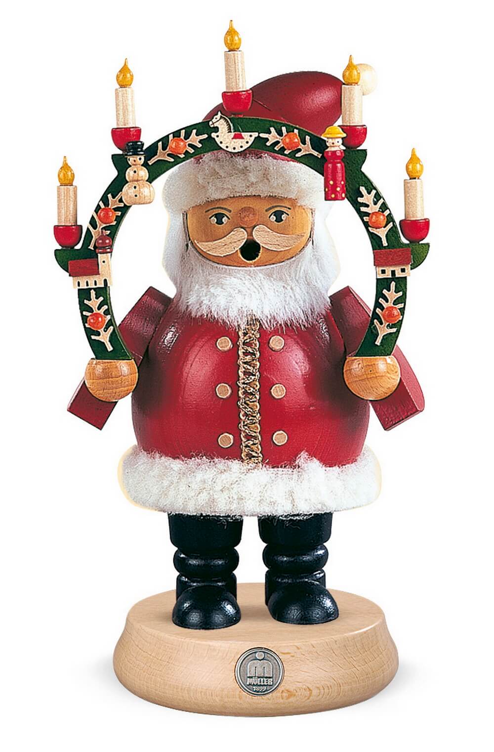 Räuchermännchen Weihnachtsmann mit Kerzenbogen von Müller Kleinkunst