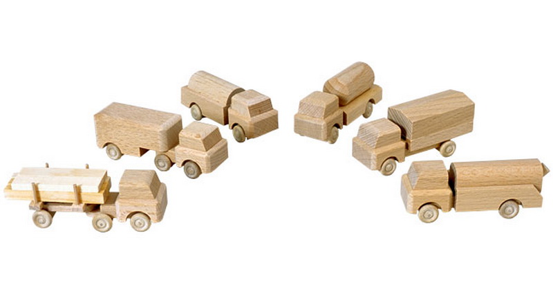 Wooden toy truck, 6 pieces, assorted, natural by Robbi Weber