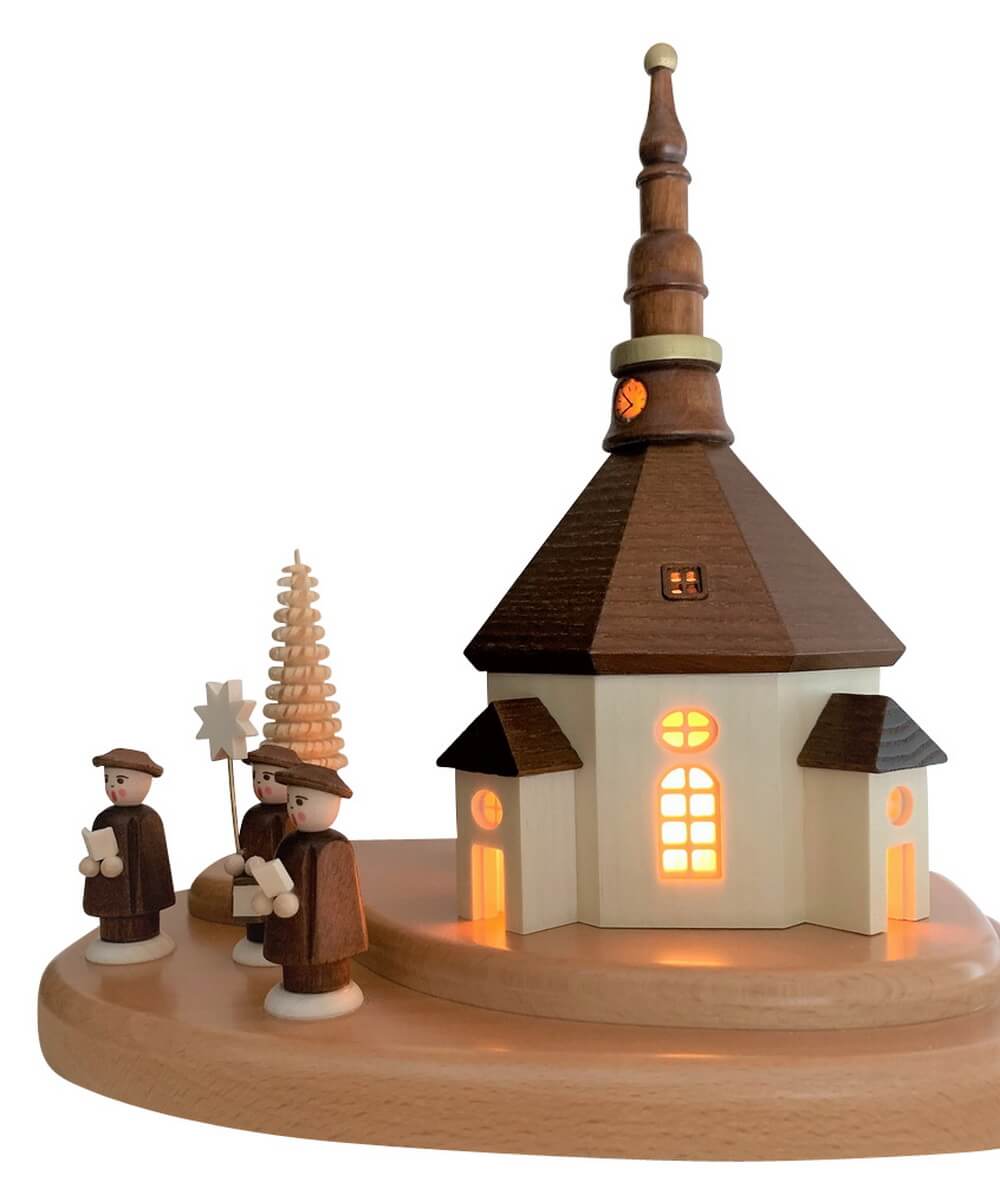 Sockelbrett Seiffener Kirche mit Kurrende von SEIFFEN.COM_2