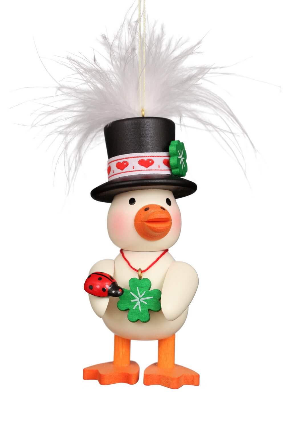 Feather duckling to hang on Christmastree "Good Luck", 10 cm by Christian Ulbricht