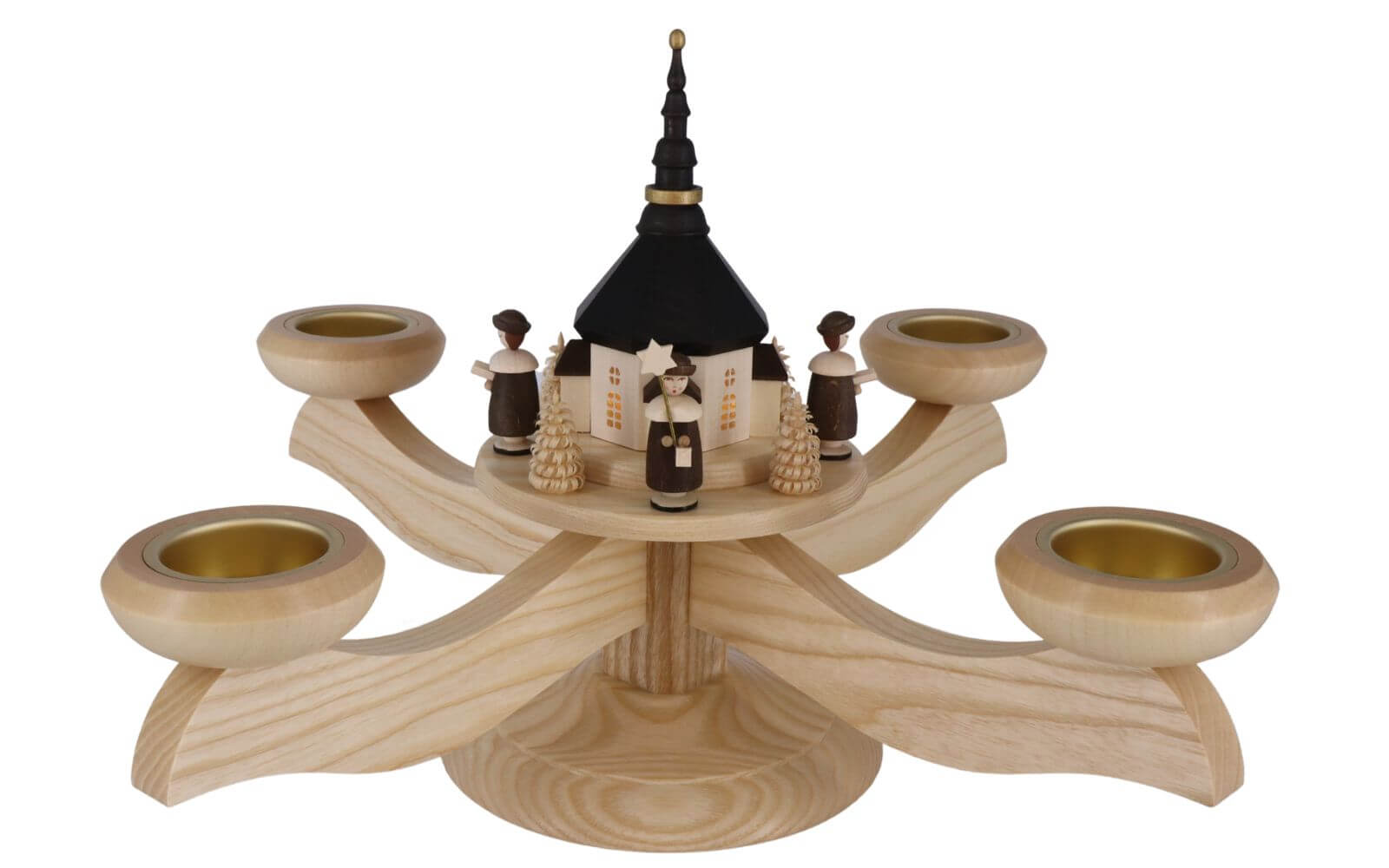 Advent candlestick with illuminated Seiffen church for tea lights by Albin Preißler