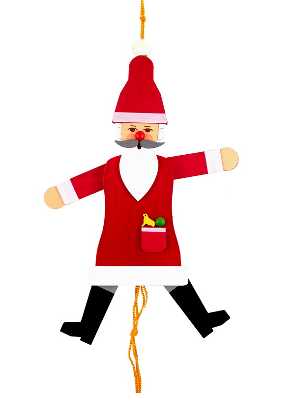 Jumping jack Santa Claus, 27 cm, colored by toy maker Günther