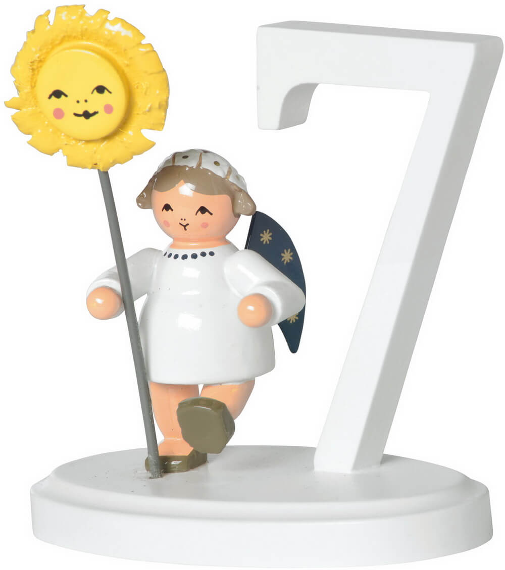 Miniature Christmas angel with number 7, 7 cm by KWO