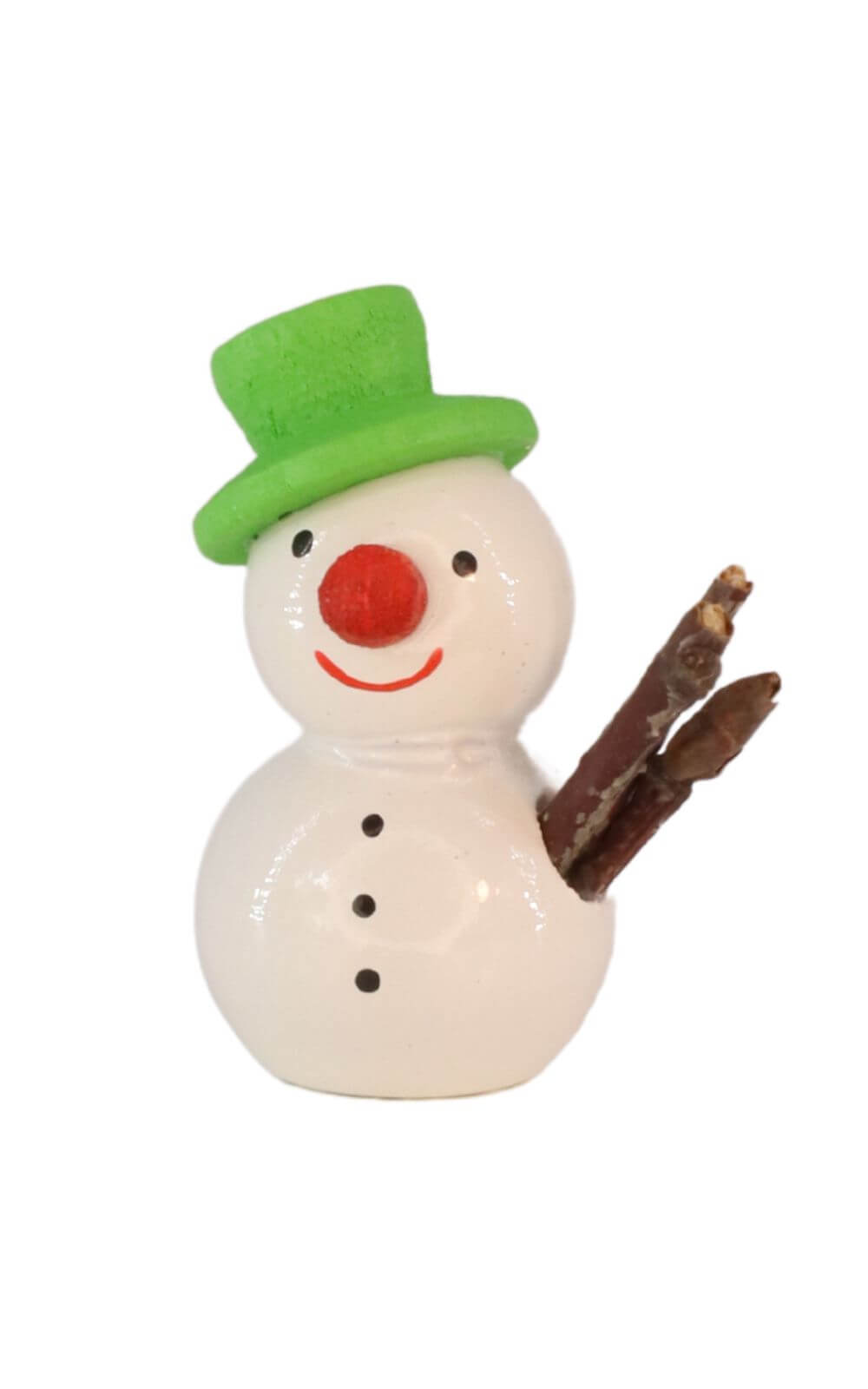 Miniature snowman with green hat, 3 cm by SEIFFEN.COM_1