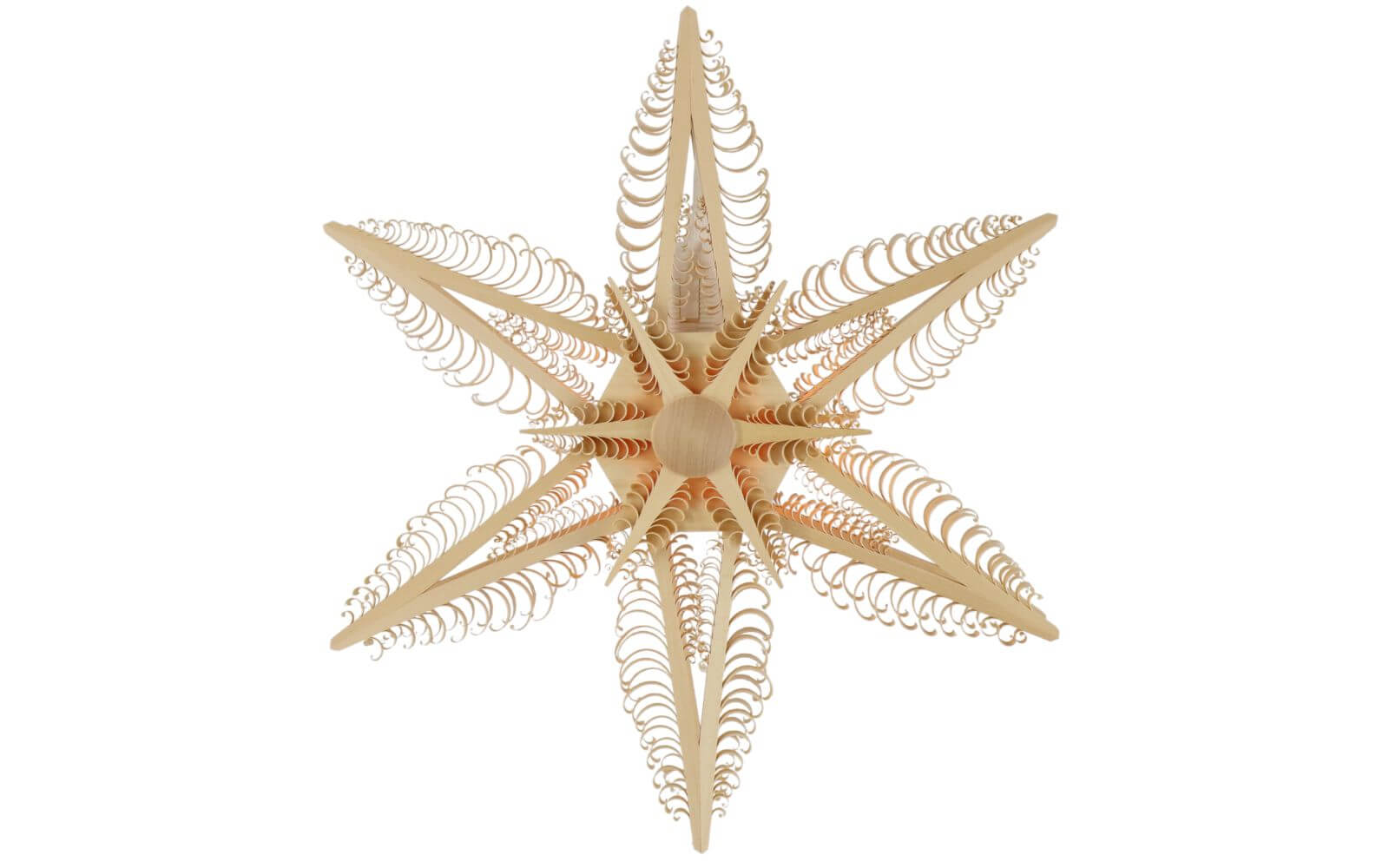 Window decoration wooden star with 6 chip trees, electrically illuminated by Martina Rudolph_2