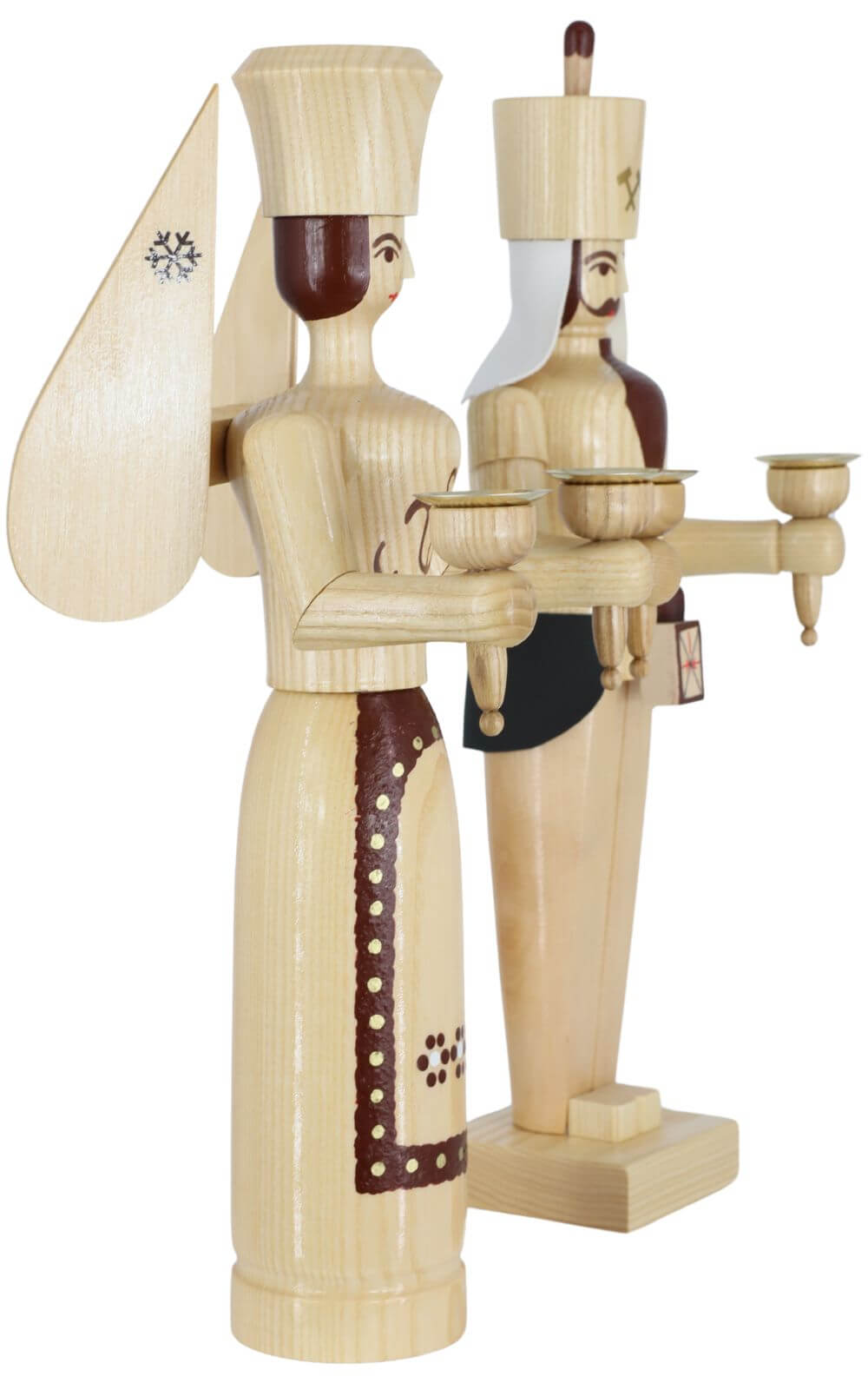 Angel and miner, 38 cm, natural for wax candles by SEIFFEN.COM_2