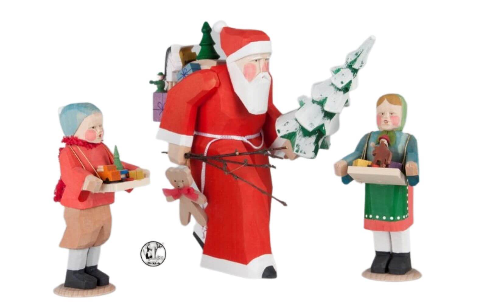 Wood carving Santa Claus with Striezel children by Bettina Franke