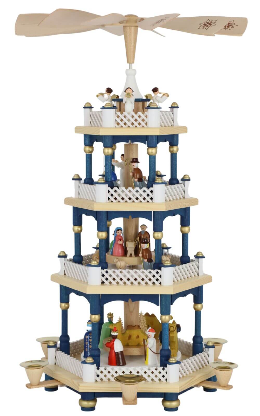 Weihnachtspyramide mit Heiliger Familie, 4 – stöckig, farbig, 54 cm von Richard Glässer_1