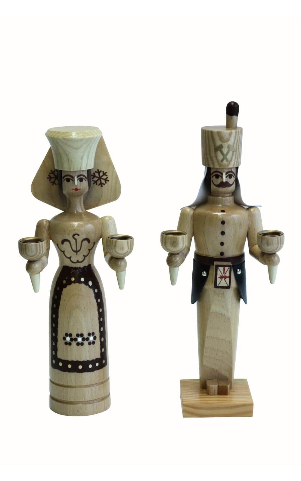 Angel and miner for wax candles, 26 cm, natural by SEIFFEN.COM